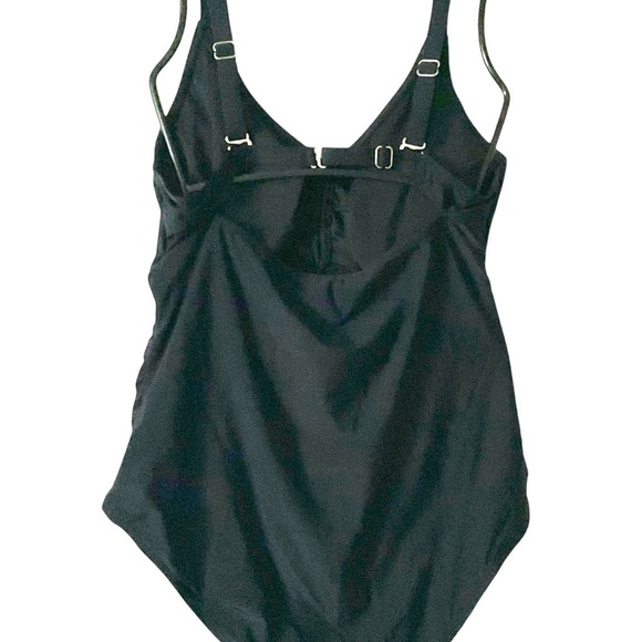 DACI Black One Piece Padded Bra Cutout High Waist Bathing Suit Swim Suit SZ18 W - Picture 5 of 7